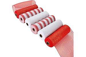 6 Rolls Mesh Ribbon for Wreaths, 10 Inch Deco Poly Burlap Ribbon...