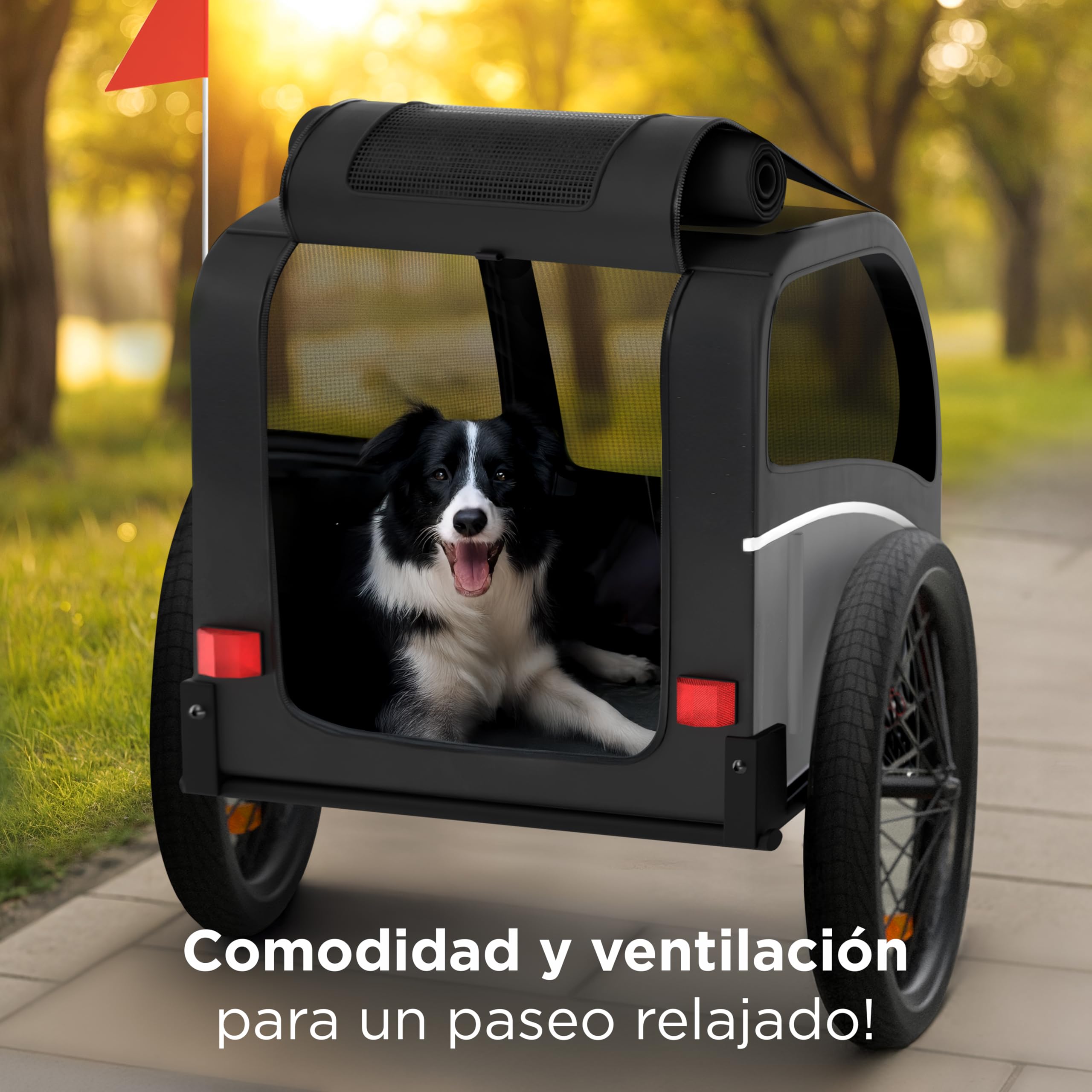 Remolque para Perros – Carrito Plegable hasta 40 kg con Enganche y Reflectores – Resistente al Agua – Compatible con Bicicletas Eléctricas