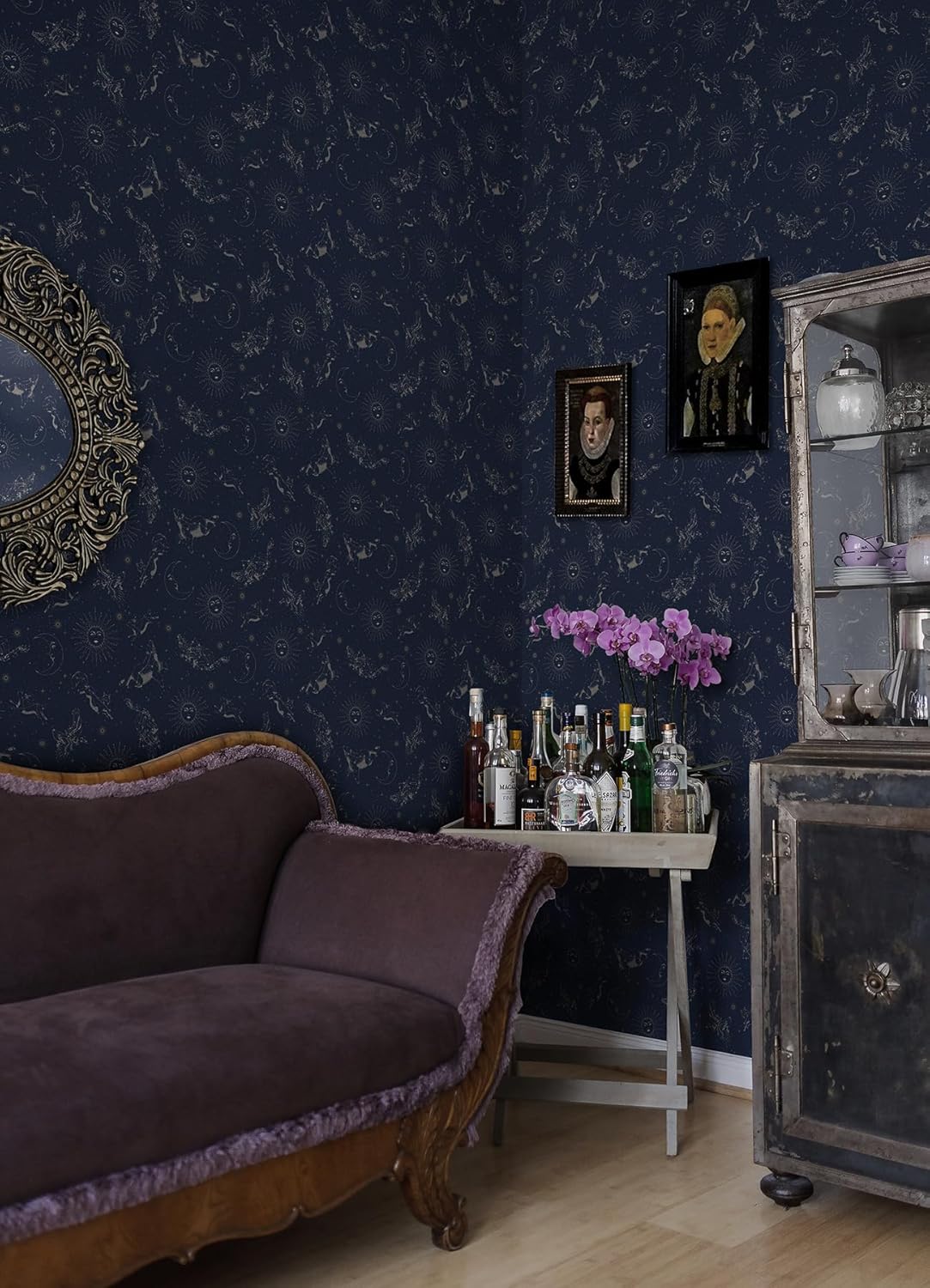 RoomMates Zodiac Dreams Navy Peel and Stick Wallpaper, RMK12753PLW
