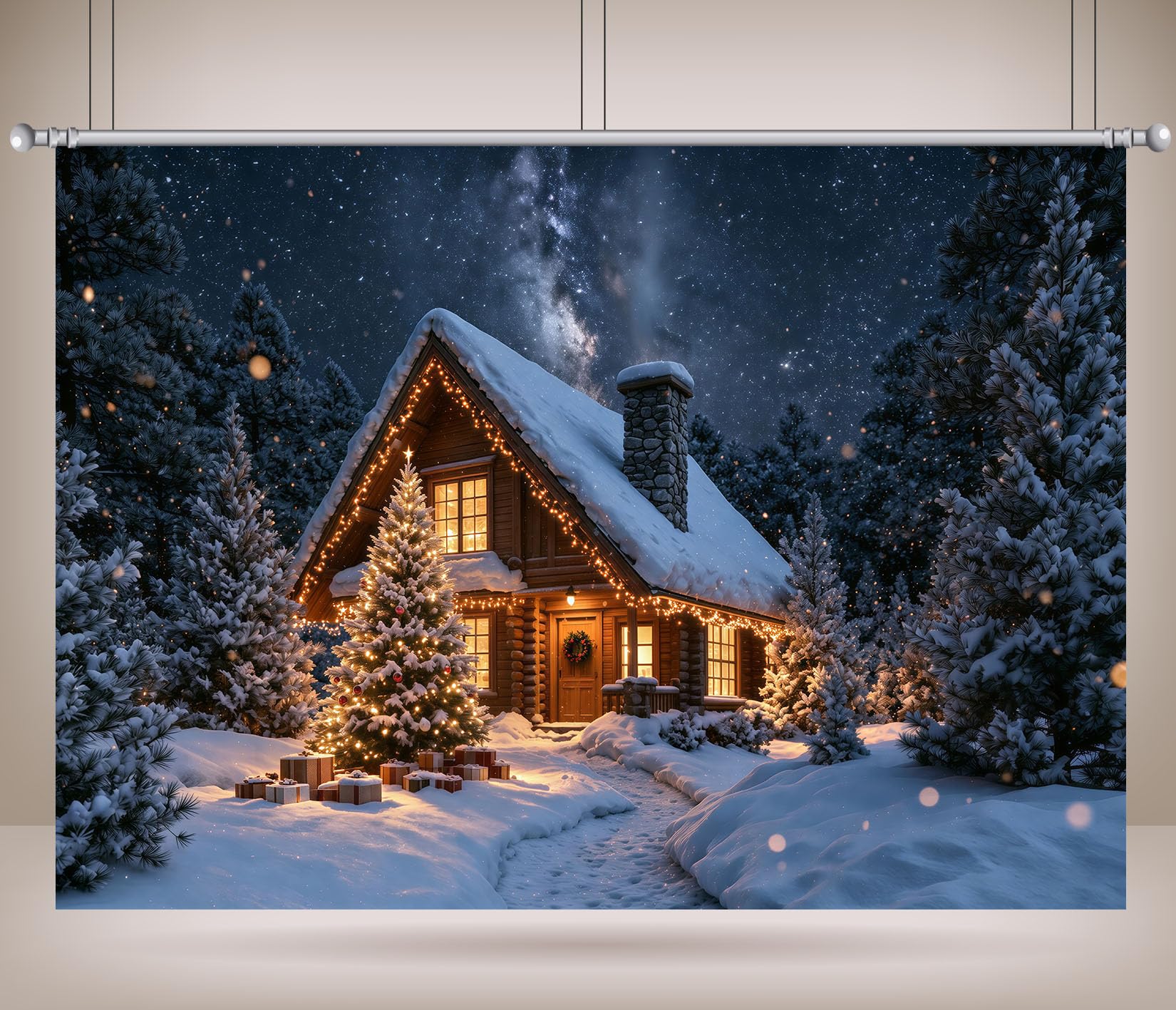 17x10FT Via Principale Città Innevata Sfondo Fotografico