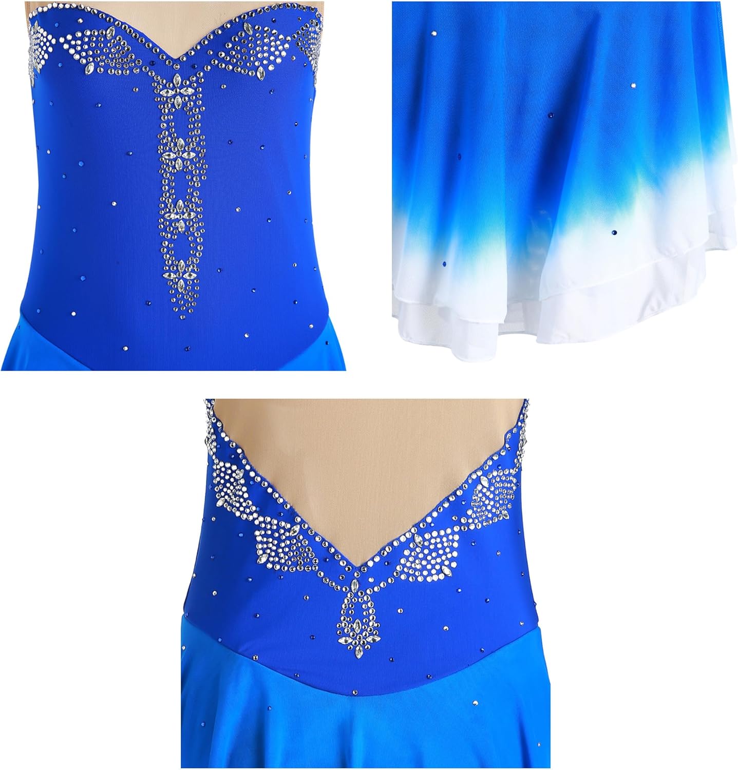 Gradient Ice Skating Clothes for Girls Figure Roller Skating Competition Costume Women's Gymnastics Skirts