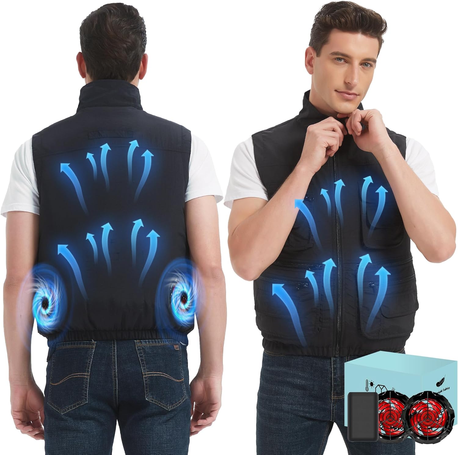 Cooling Vest Jacket with 2 Fans - Men and Women 21V Air Conditioner Lightweight Vests, With 20000mAh Battery