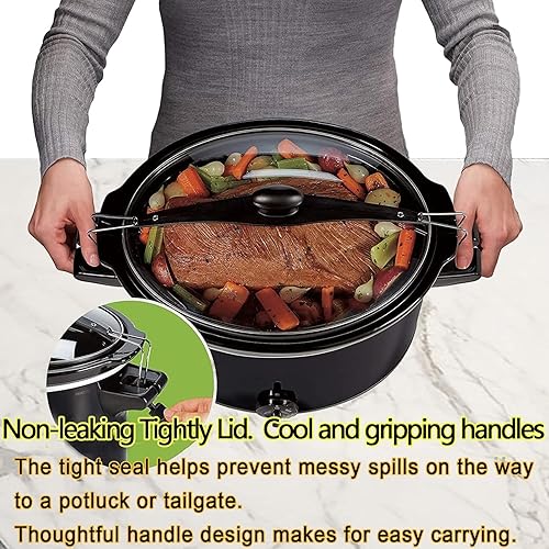 Miniatura 3 de Olla de cocción lenta extra grande de 10 cuartos de galón, olla de cocción lenta con tapa, para personas de tamaño familiar de más de 8 años, para