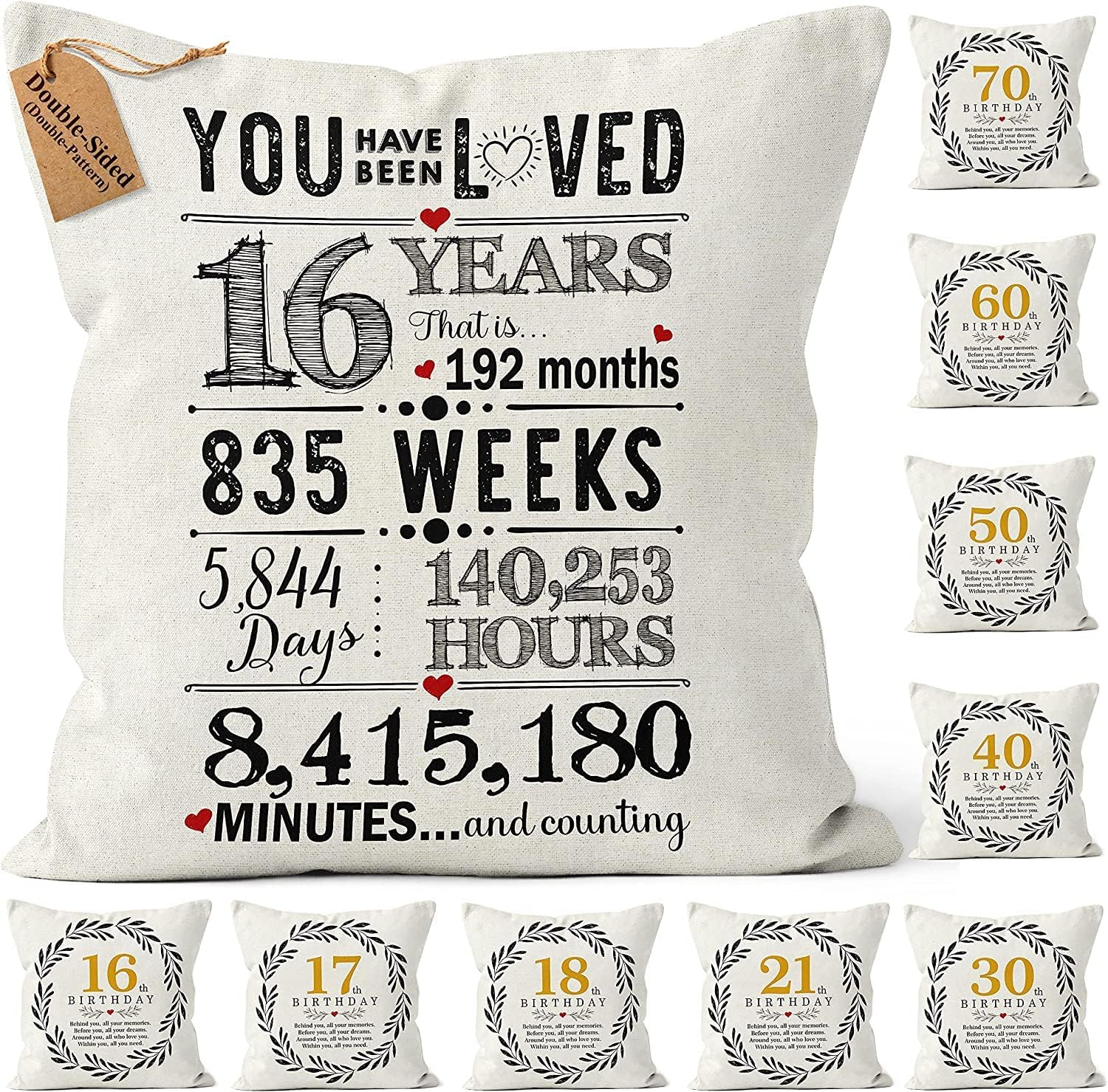 Yontree 50th Birthday Cushion Cover - Double-Sided Throw Pillow Cover For Women And Men, 45x45 CM, 50th Birthday Decorations