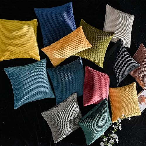 Miniatura 2 de JUSPURBET - Fundas de almohada de terciopelo decorativas con rayas onduladas, paquete de 2 fundas de cojín suaves de lujo para sofá y sala