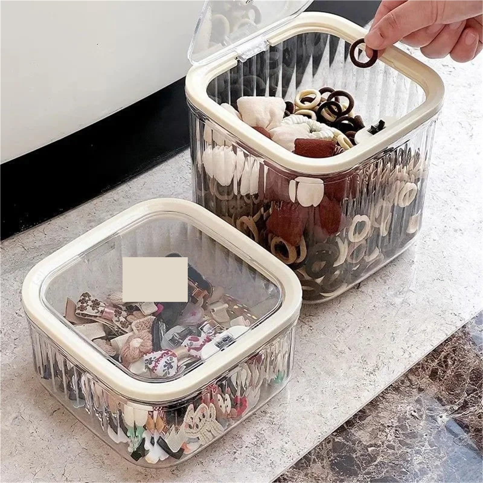 Haargummi Organizer Mehrzweck-Aufbewahrungsbox for Haarschmuck auf dem Schreibtisch for Clips, Seile, Gummibänder und Schmuck(With lid s)