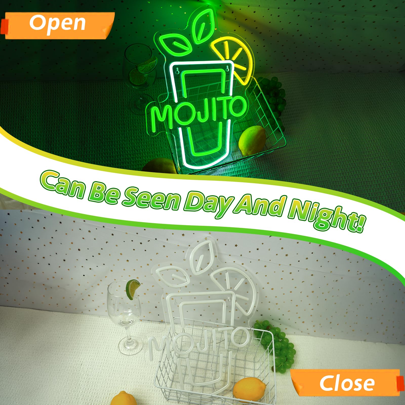Segni al neon Verde Mojito Birra Bar Home Art USB Led Luci al neon Segno per Camera da letto Ufficio Hotel Pub Caffè Sala Ricreativa Wall Artwork Decor Luce notturna
