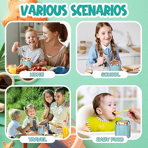 Miniatura 4 de Tarro de comida aislado para sopa, recipiente de almuerzo aislado de acero inoxidable de boca ancha con cuchara plegable