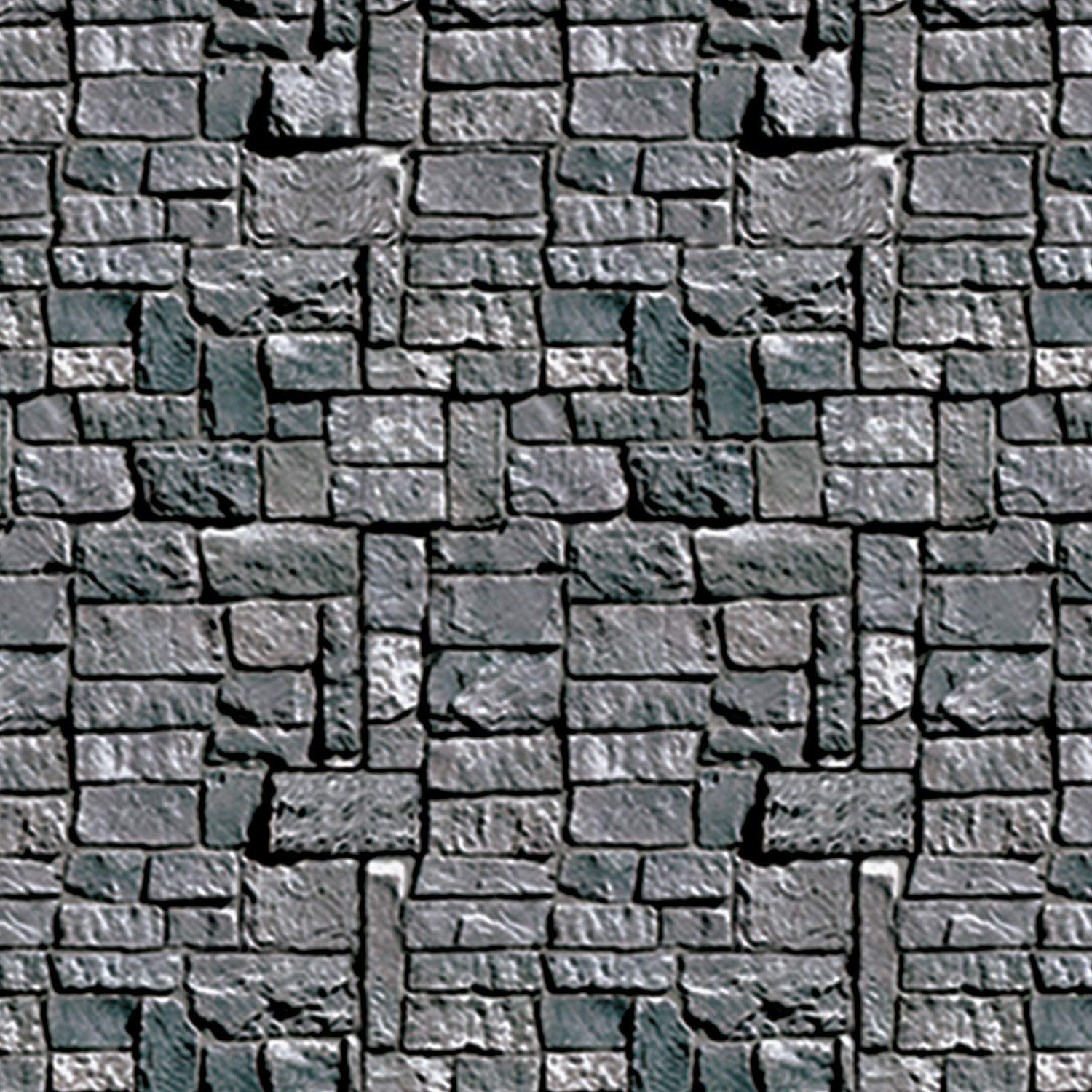 Beistle S00911AZ2 Stone Wall Backdrops 2 Piece, Plastic, Multicolor, 2 Piece Stone Wall - Image 2