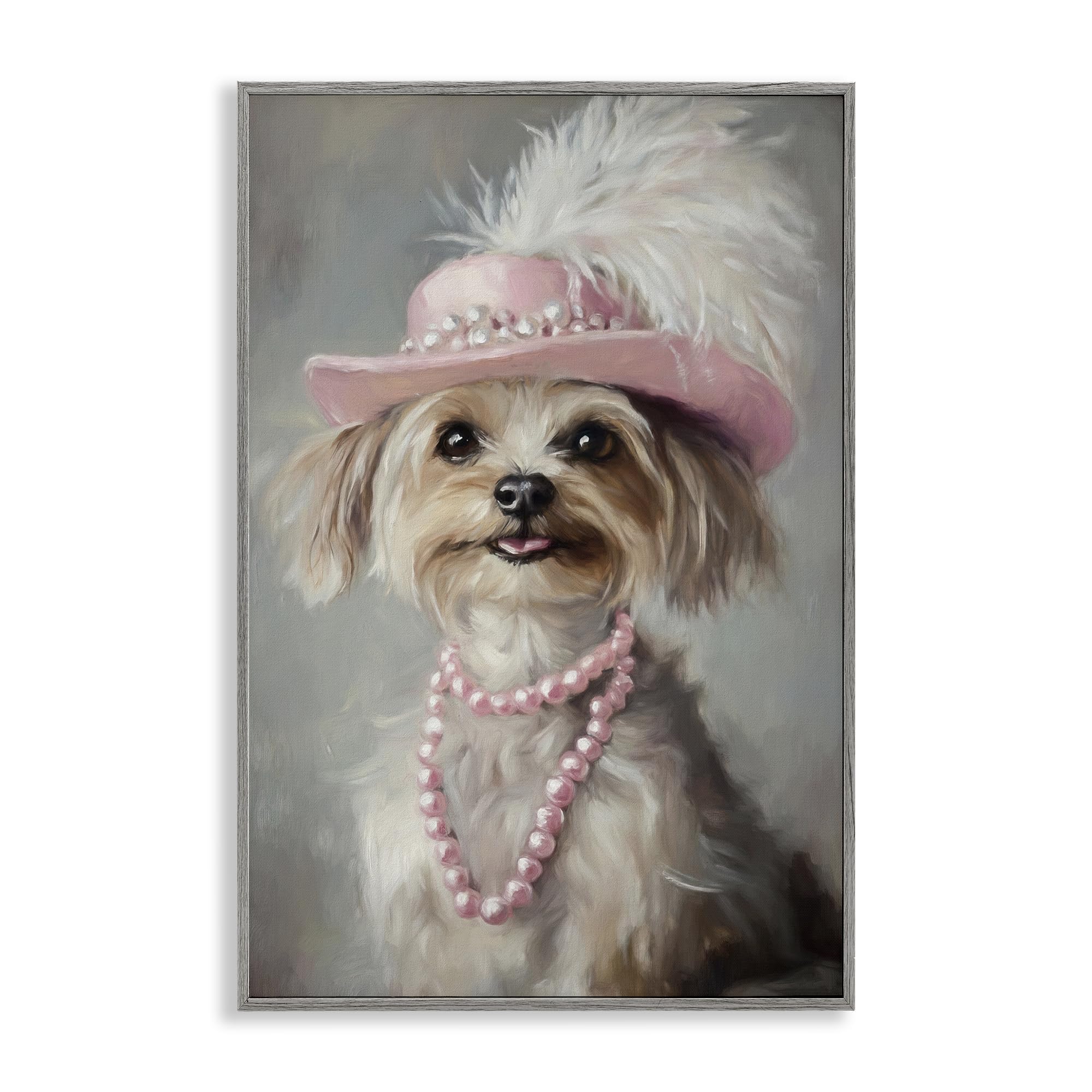 Stupell Industries 'Lady Yorkie Portrait', Framed Giclee Art, Gray, 16 x 24 Inches, Easy to Hang and Sturdy, Made in USA, by Tina LeCour
