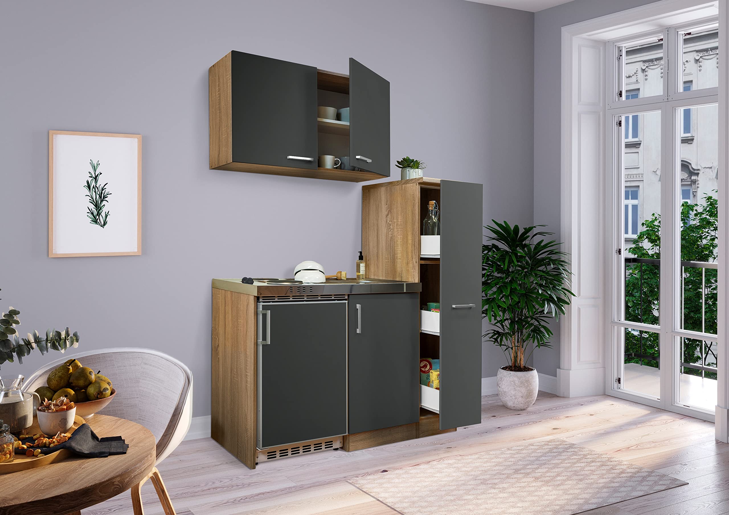 Cucina Completa Con Elettrodomestici Angolo Cottura JAZZ Nero