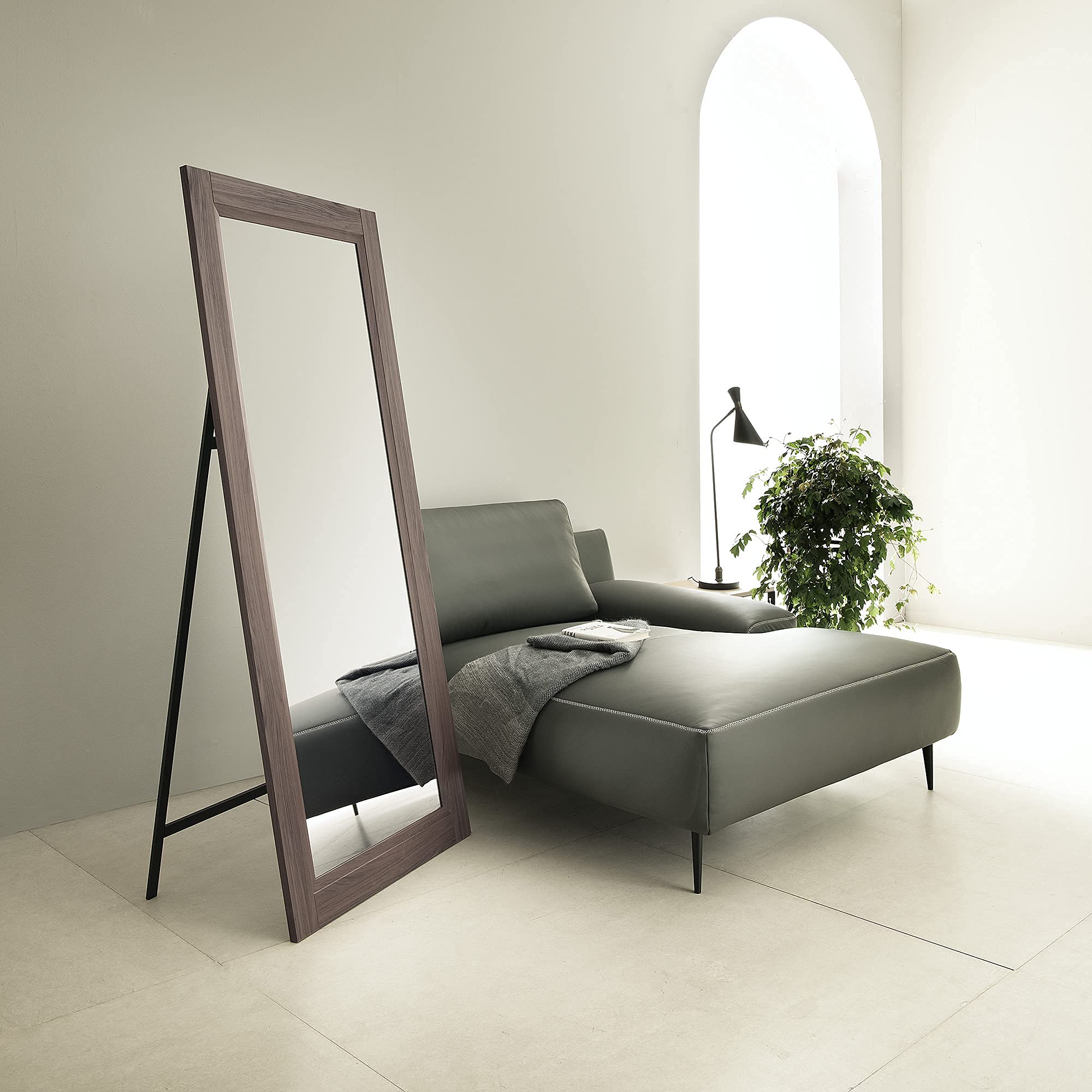 ARHome Specchiera da Terra con Staffa Classic, 180 x 78, Noce, Specchio figura intera, Made in Italy