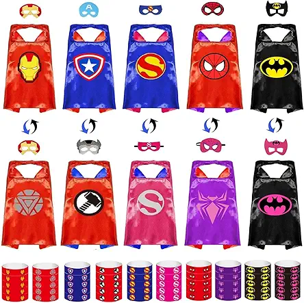 Superhero Capes & Costumes Set for Kids -...