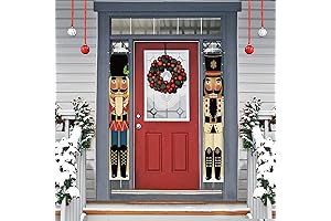 Large Decorative Christmas Nutcrackers Hanging Porch Sign for Festive Winter Holiday Decoration, 12" x 72"