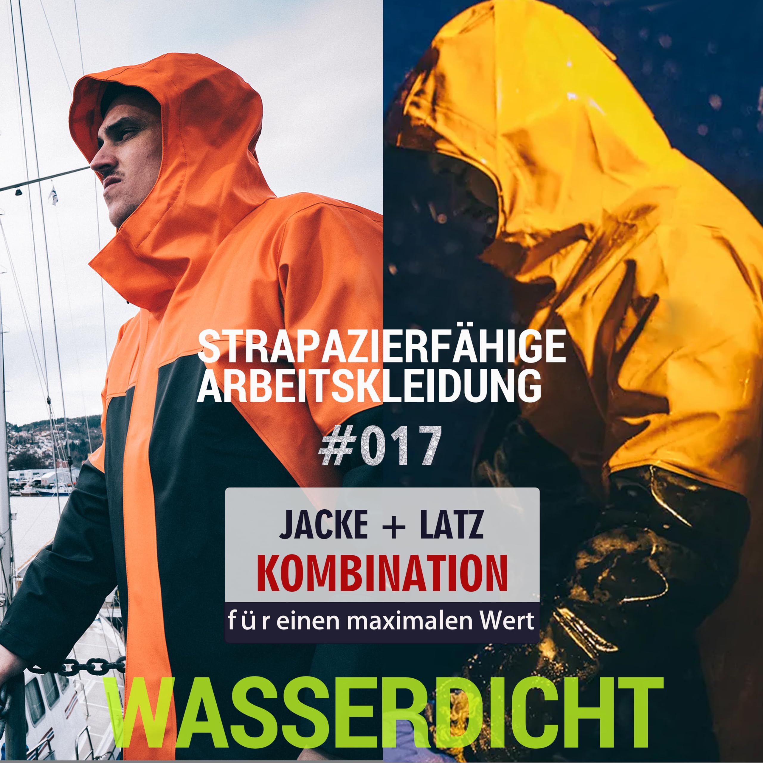 PRO Herren Regenanzug Wasserdicht PU - Robuste Arbeits Regenjacke mit Kapuze & Latzhose, Regenbekleidung für Bau, Angeln, Outdoor WS-017