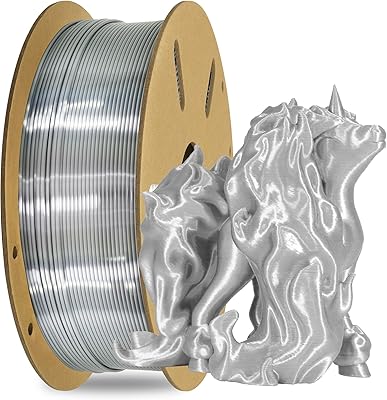 19 – OEM MIKA3D Silk Metalic Shiny Silver PLA 1.75mm 3D Printer Filament, Widely Support for Most 3D Printing Printer, 2.2lbs 1KG Silk PLA 3D Pri…
