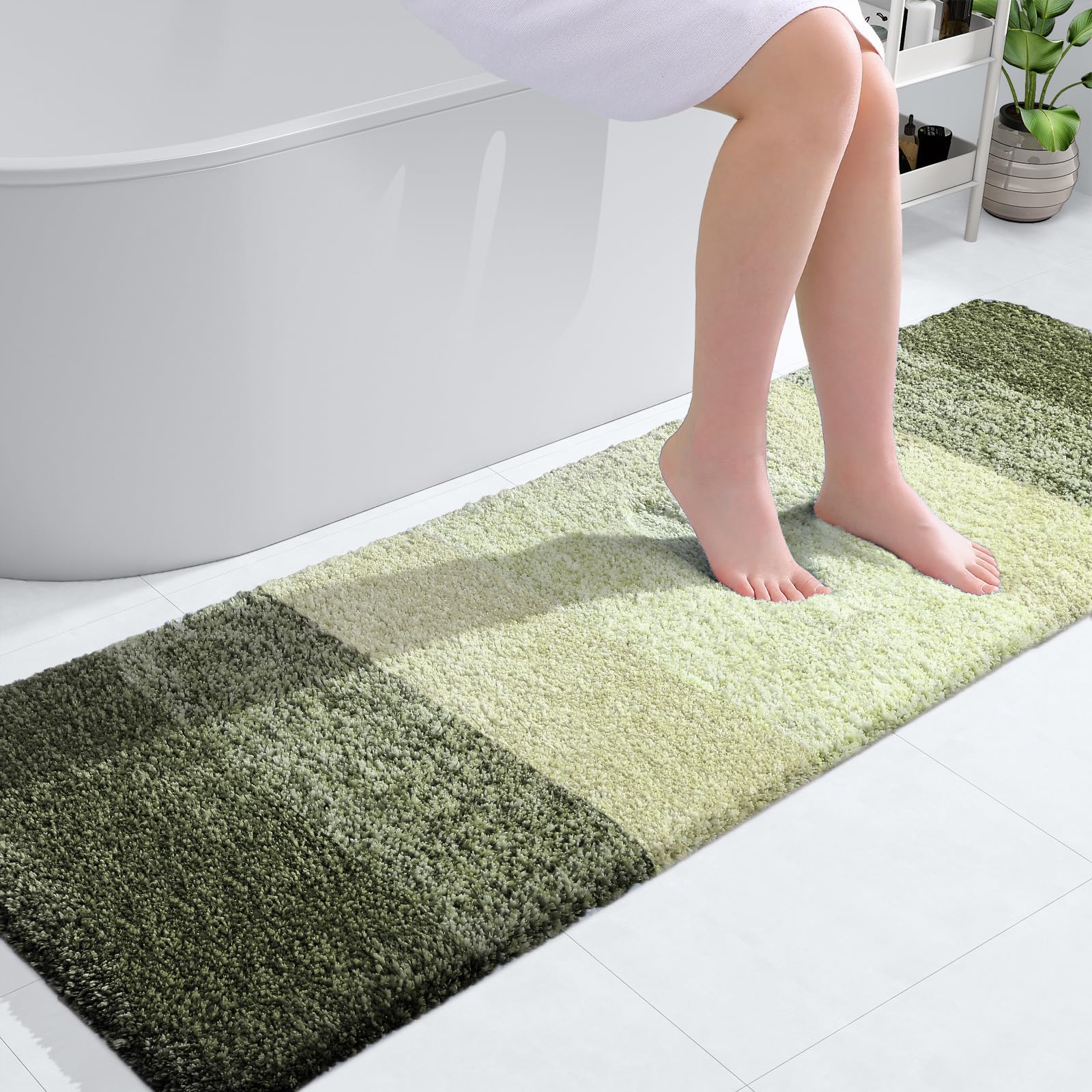 OLANLY Bathroom Runner Rug 59x20, Extra Soft Absorbent Microfiber Bath Rugs
