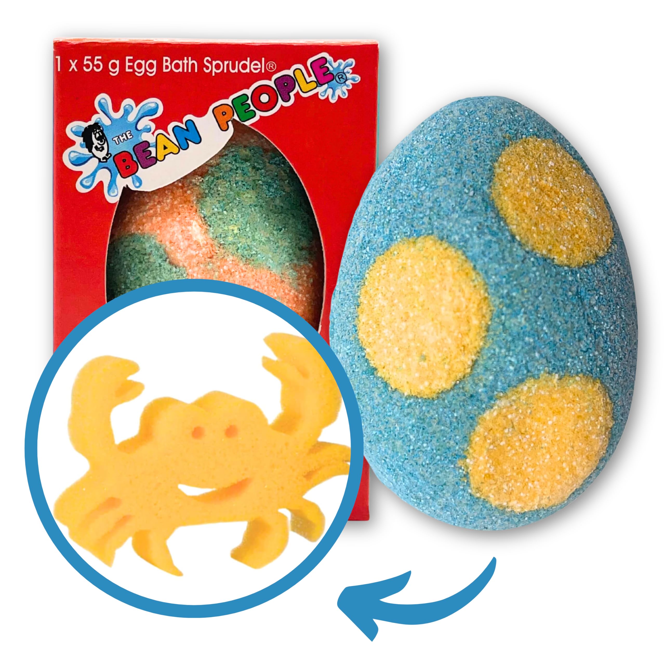 The Bean People - Childrens Surprise Egg Bath Bomb, Sponge Animal Inside, Egg-Shaped Bath Bombs, Bath Toys