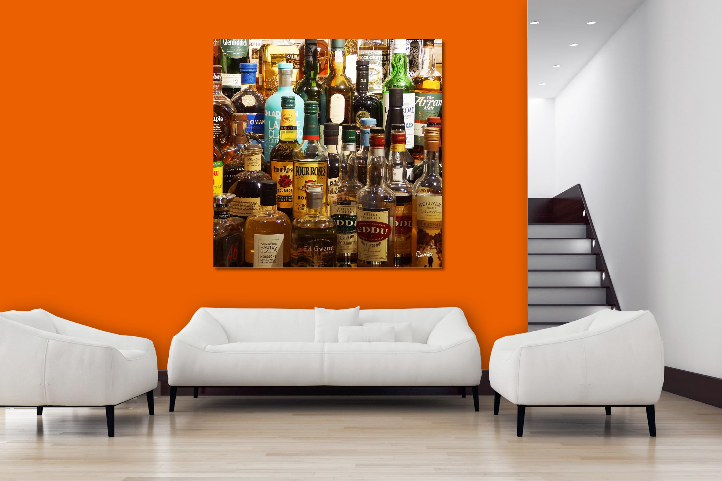 Glücksvilla - Drinks 2 - (Leinwand-Bild 5 cm, 50 x 50 cm) | div. Maße - aus DE - Kunstdruck XXL Deko Wandbild Quadrat - Getränke Bar Alkohol Restaurant