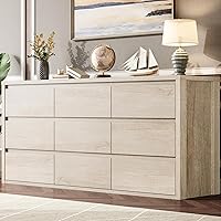 Vista 1 de GarveeHome Cómoda de 9 cajones para dormitorio, cómoda ancha y moderna, cómoda grande de madera para almacenamiento de madera para sala de estar