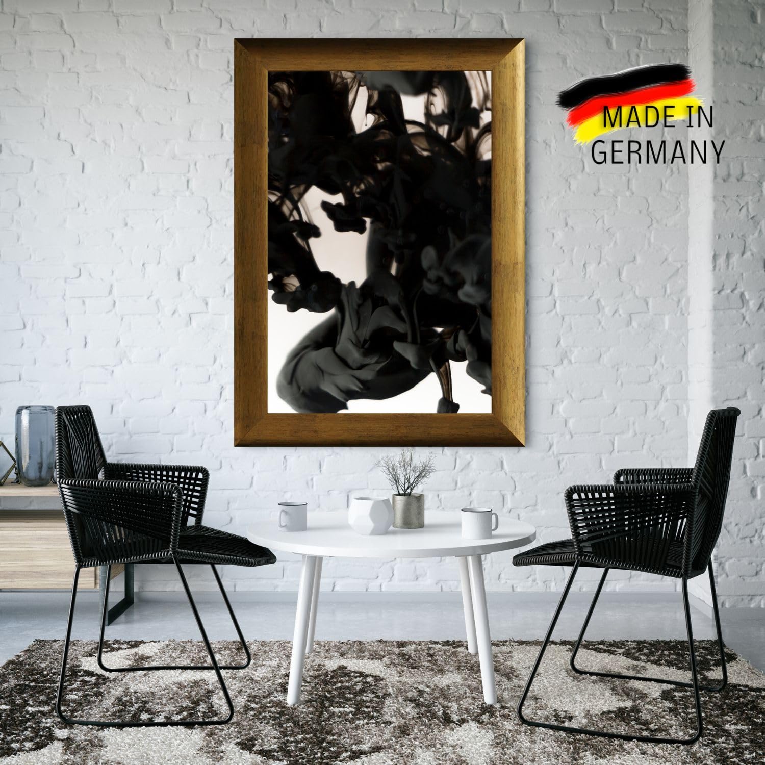 CLAMARO 'PORTO' Bilderrahmen Antik 30x80 Massivholz | Gold | 72 mm breite Shabby Chic Vintage Barock Leiste | Holzrahmen inkl. Acrylglas, Rückwand, Metall Aufhänger