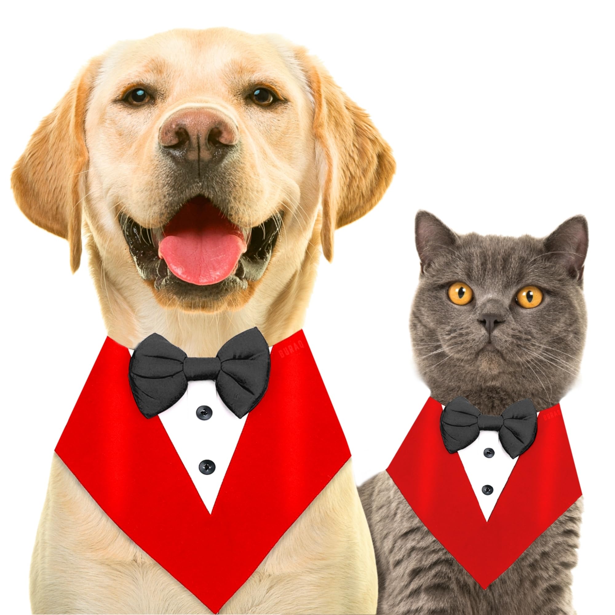 Buraq Pets Dog Tuxedo Bandana, Ideal for Dog Birthday Decorations, Adorable and Comfortable Pet Apparel (L - Red) (B0C1BW29B8) Amazon Price History, Amazon Price Tracker