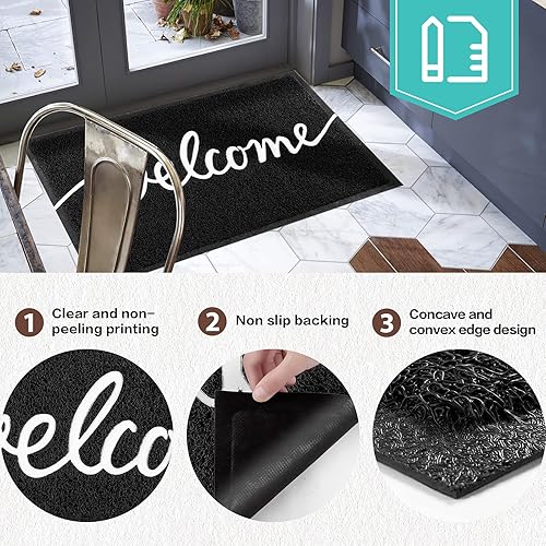 Miniatura 5 de Asrug Welcome - Felpudo de entrada para interiores y exteriores duradero de 177 x 295 pulgadas con respaldo de goma antideslizante para entrada de