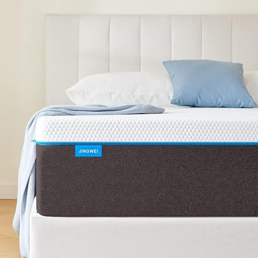 JINGWEI 10 Inch Queen Mattress, Memory Foam Mattress in a Box, Cooling-Gel, Breathable Bed, Queen Size Comfort，60" X 80" X 10"
