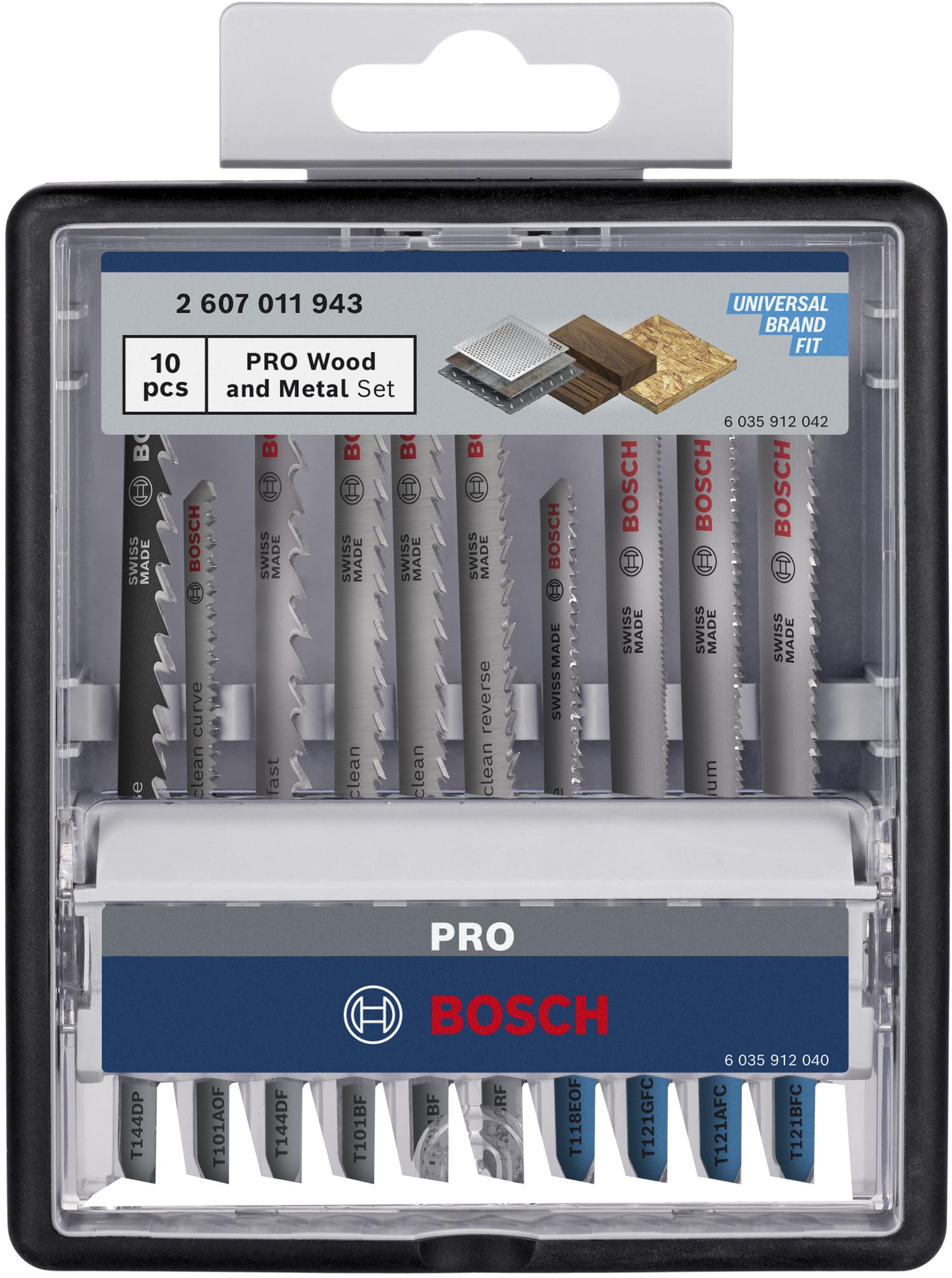 Bosch 10x Kit de lames de scie sauteuse PRO Wood and Metal, 10 pièces (pour Tôles en acier, Bois dur, Longueur 100 mm, Professional Accessoire Scie sauteuse)