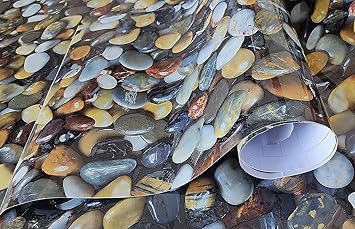 TRAY 3D Pebble Paper Peel Stick Granite Vinyl Kitchen Bathroom Countertop Adhesive Paper Wallpaper Stickers Waterproof Removable,(2 M)