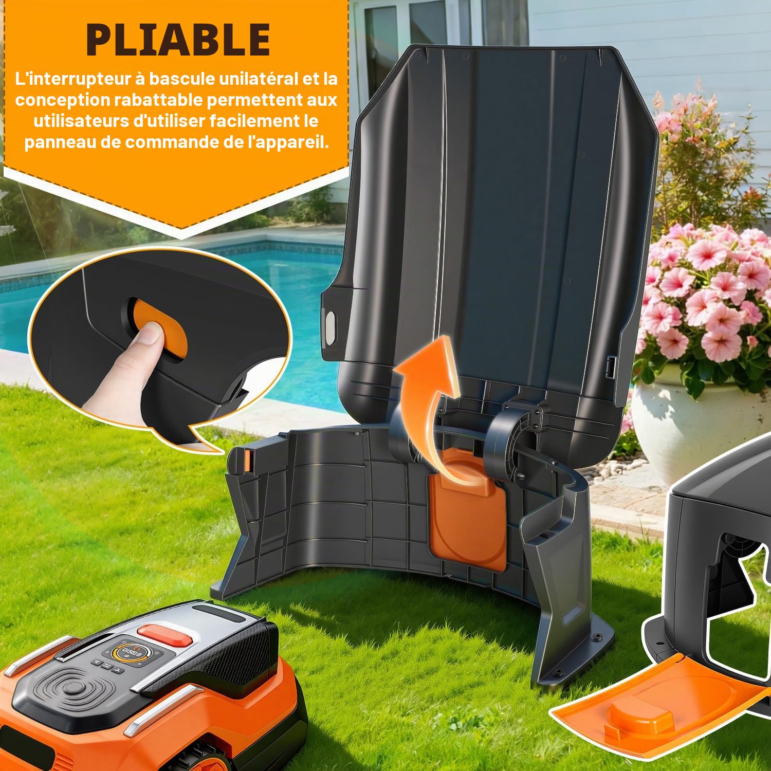 Mähroboter Garage Pliable Compatible avec Station de Charge Auvent de Protection pour Robot Races Accessoires pour Mähroboter Pas de Blocage de Signal Protection UV, Protection Contre