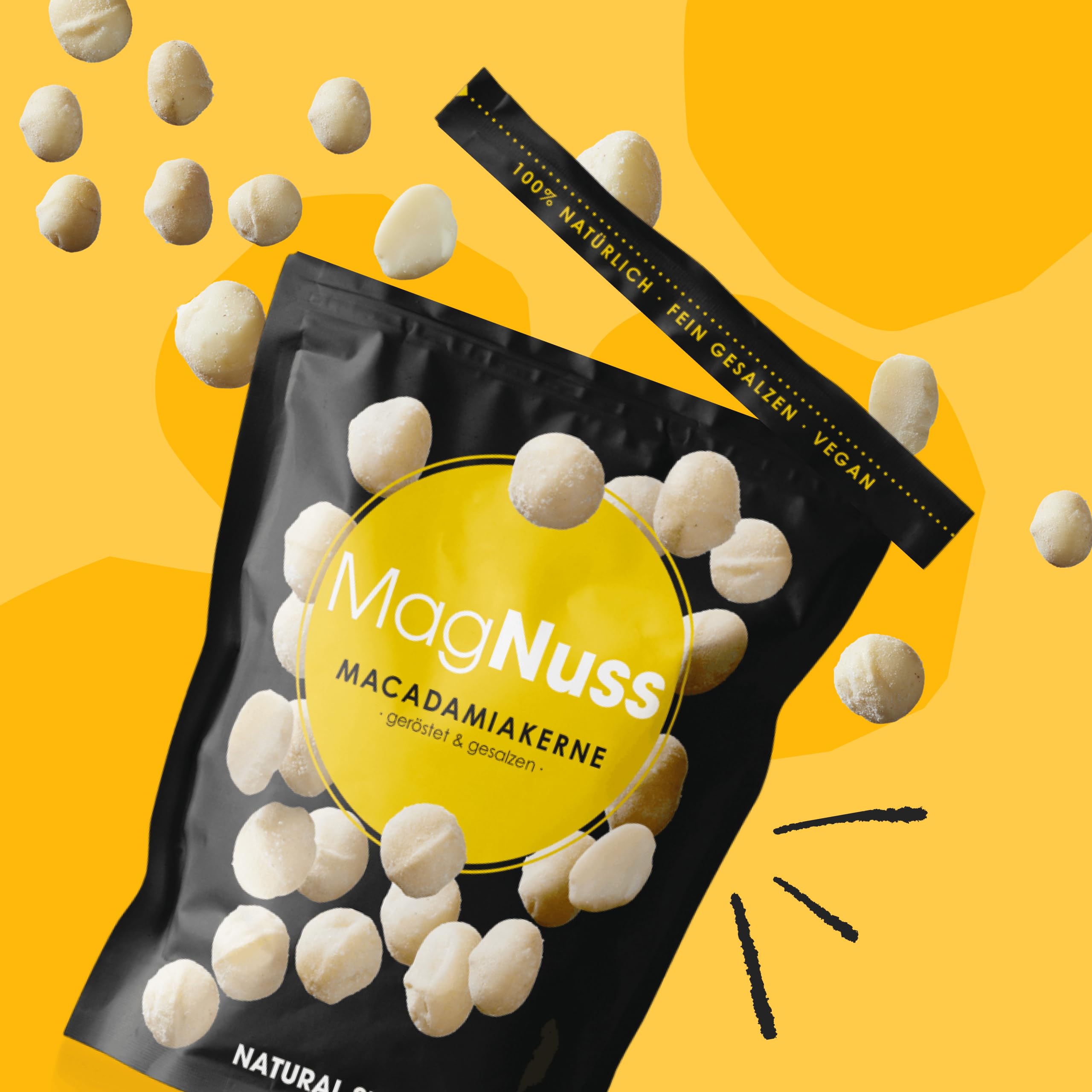 MagNuss Macadamias| geröstete und gesalzene Macadamiakerne, 6x 125g-Vorratspackung | vegan, glutenfrei