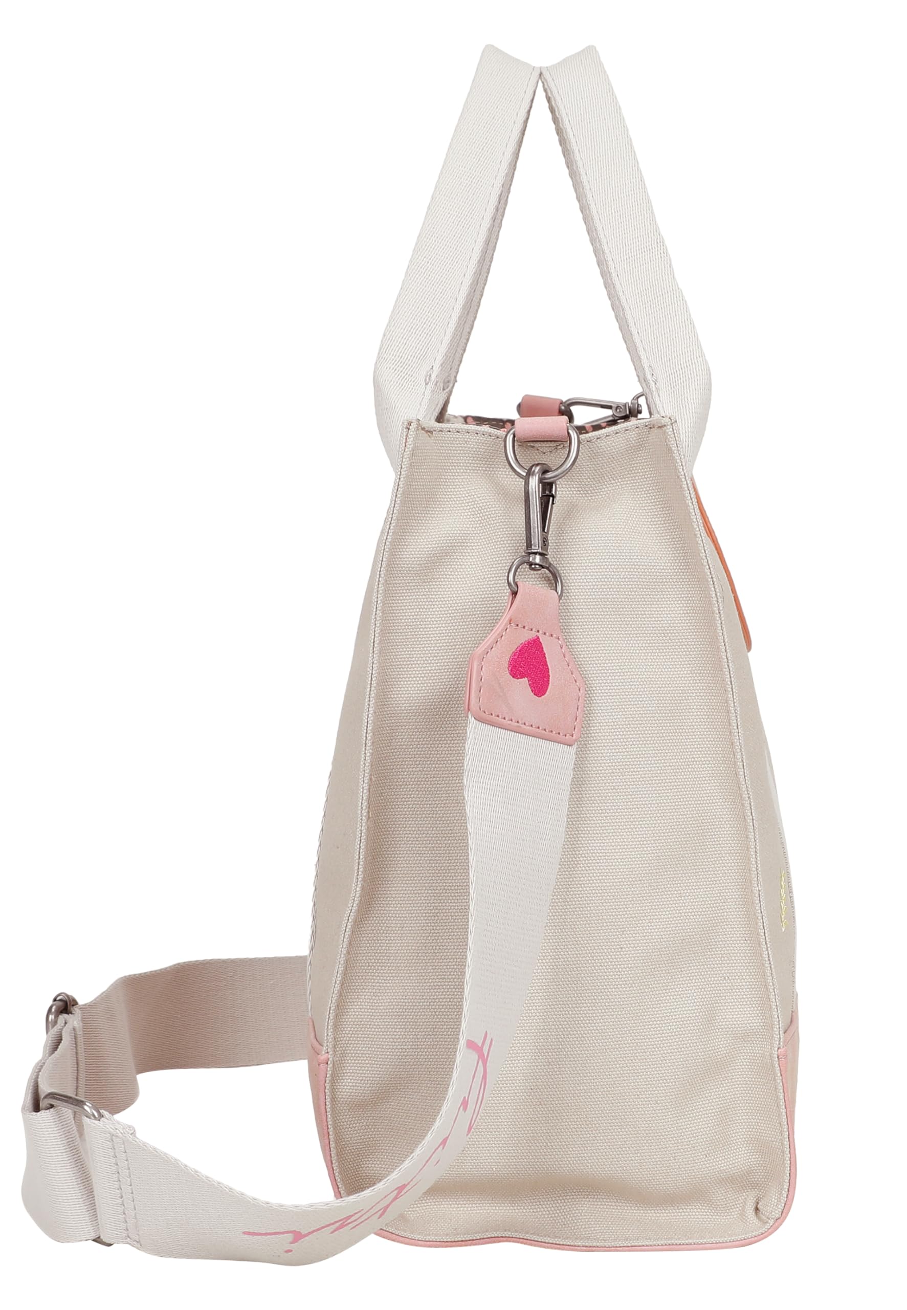 Fritzi Tote Bag Limited Embro Fun Shopper Canvas Damen Handtasche Stickerei Festival City Pocket Webbing-Gurt 29,5 x 40 x 14 cm - Anthrazit, Sand