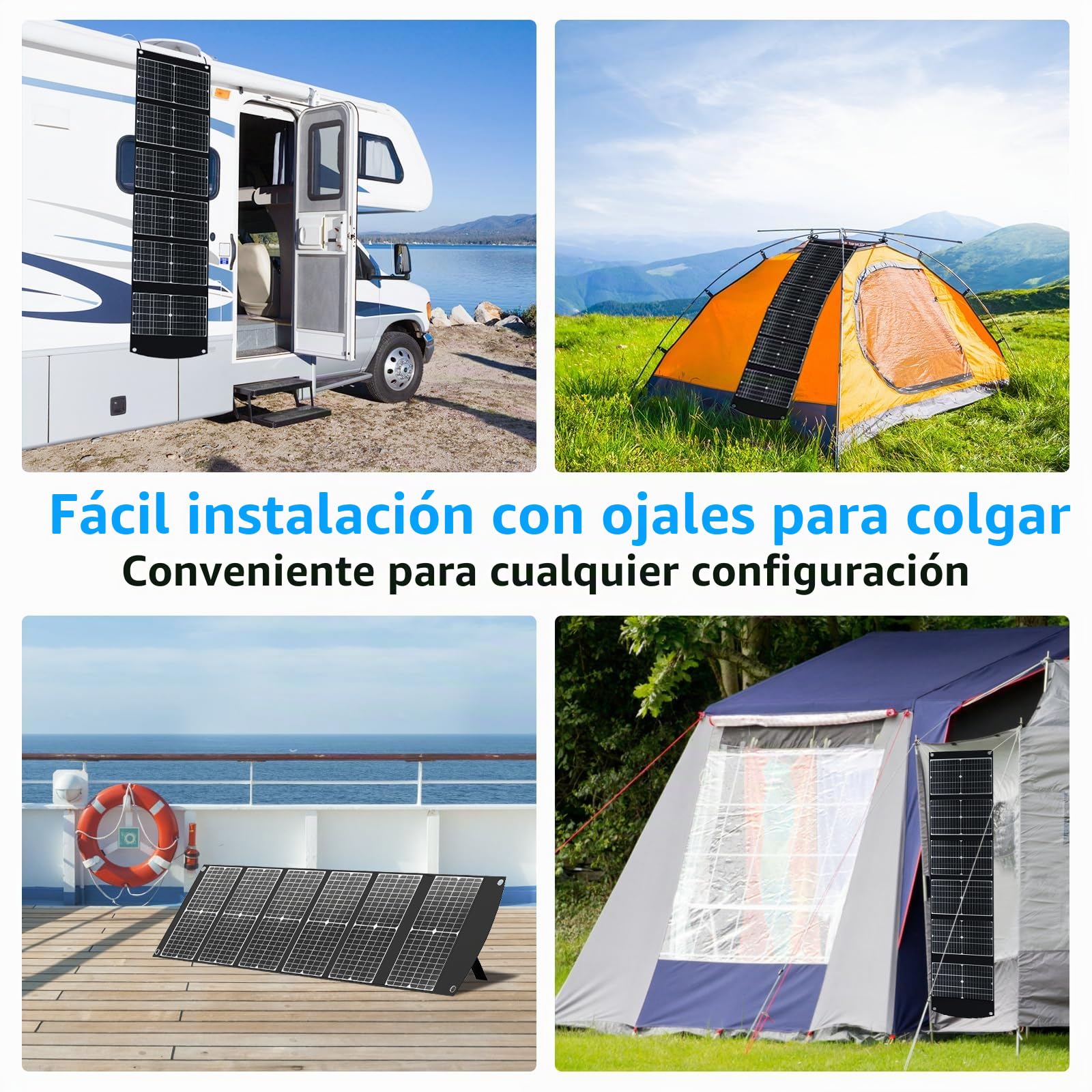 Ecosonique - Cargador portátil plegable de paneles solares de 100 W, carga rápida con USB-C PD3.0 USB-A QC3.0 CC 20 V ligero con soporte para estación de energía de camping, generadores solares