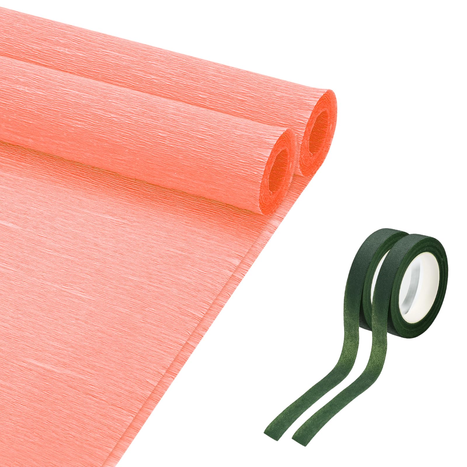sourcing map 19.7" Wide 8.2Ft Long Crepe Paper Roll, Thickened Crepe Paper Sheets with Adhesive Tape for Flower Making DIY Gift Wrapping Wedding Ceremony Decoration (Champagne)