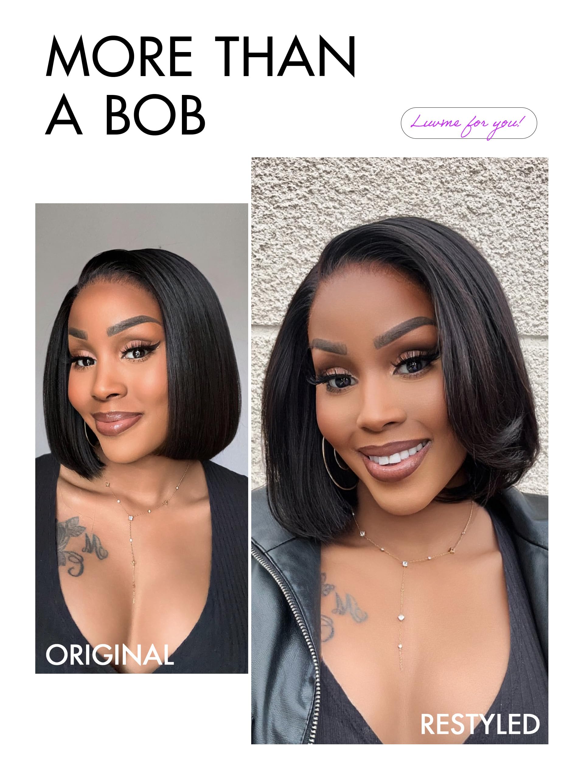 Amazon.com : LUVME HAIR Short Bob Human Hair Wig Blunt Cut 