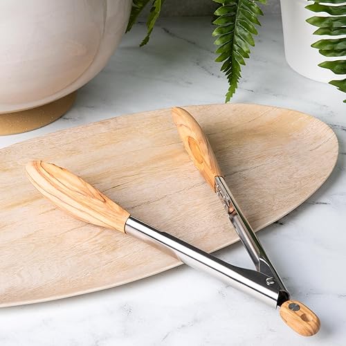 Miniatura 2 de Salt & York Pinzas de madera para cocina, mango largo con agarre antideslizante para cocinar, ensalada, servir alimentos, asar a la parrilla, 11