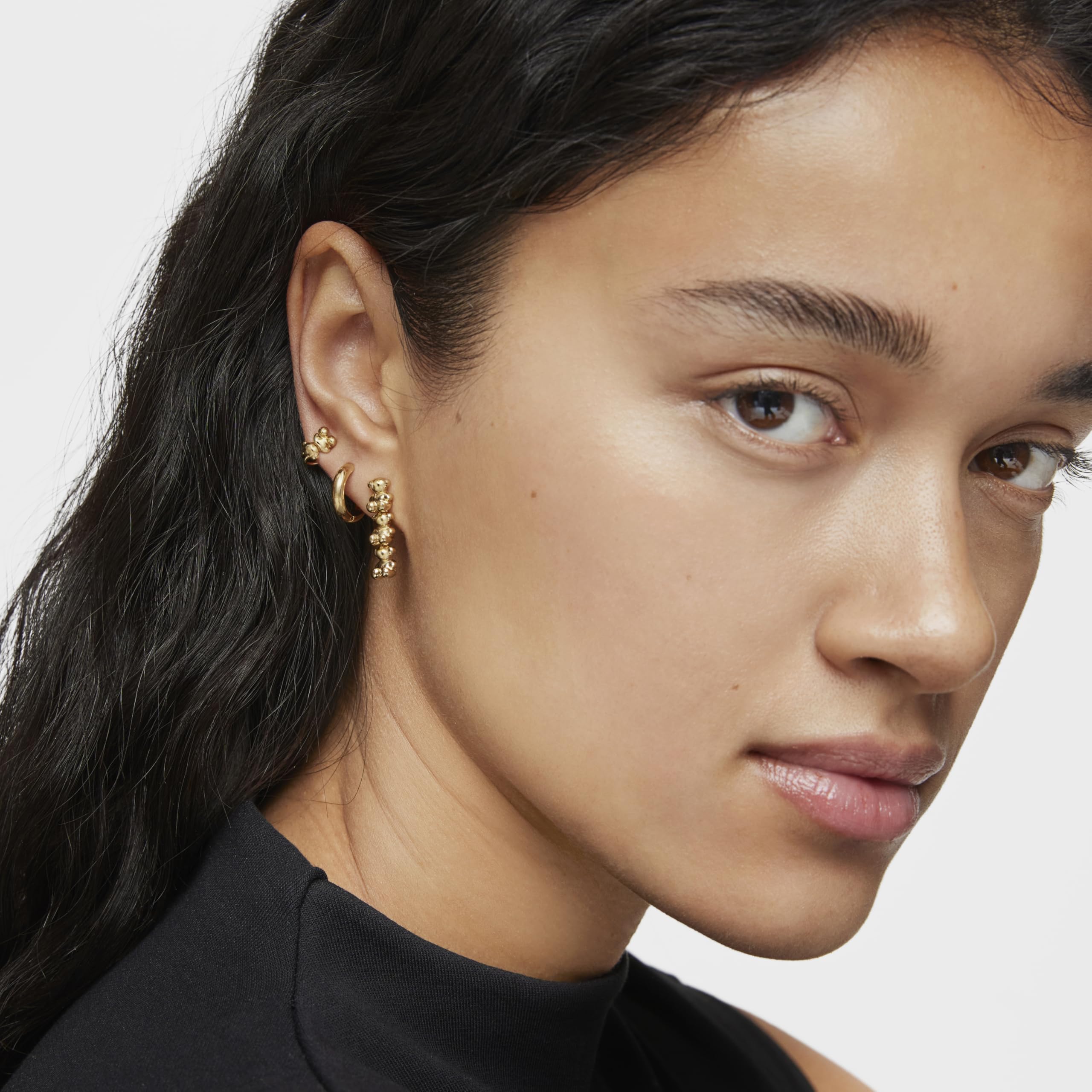 Pendientes Bold Bear largos bañados en oro 18 kt sobre plata