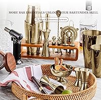Vista 7 de KITESSENSU - Juego de coctelera con soporte, para barman, juego de mezclador de bebidas con todas las herramientas esenciales de accesorios