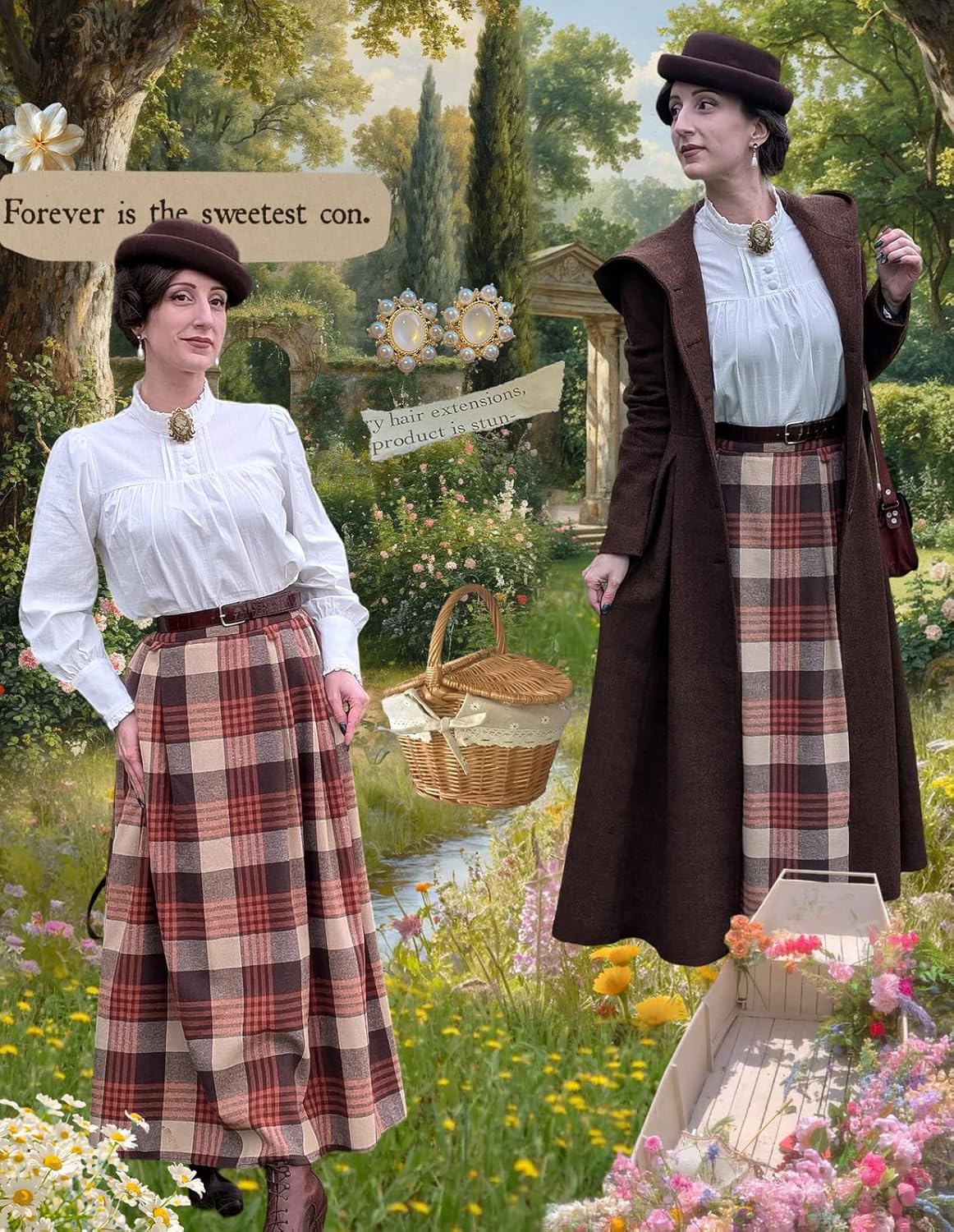 Scarlet Darkness Plaid Skirts for Women High Waist Long Skirt with Pockets - Image 2