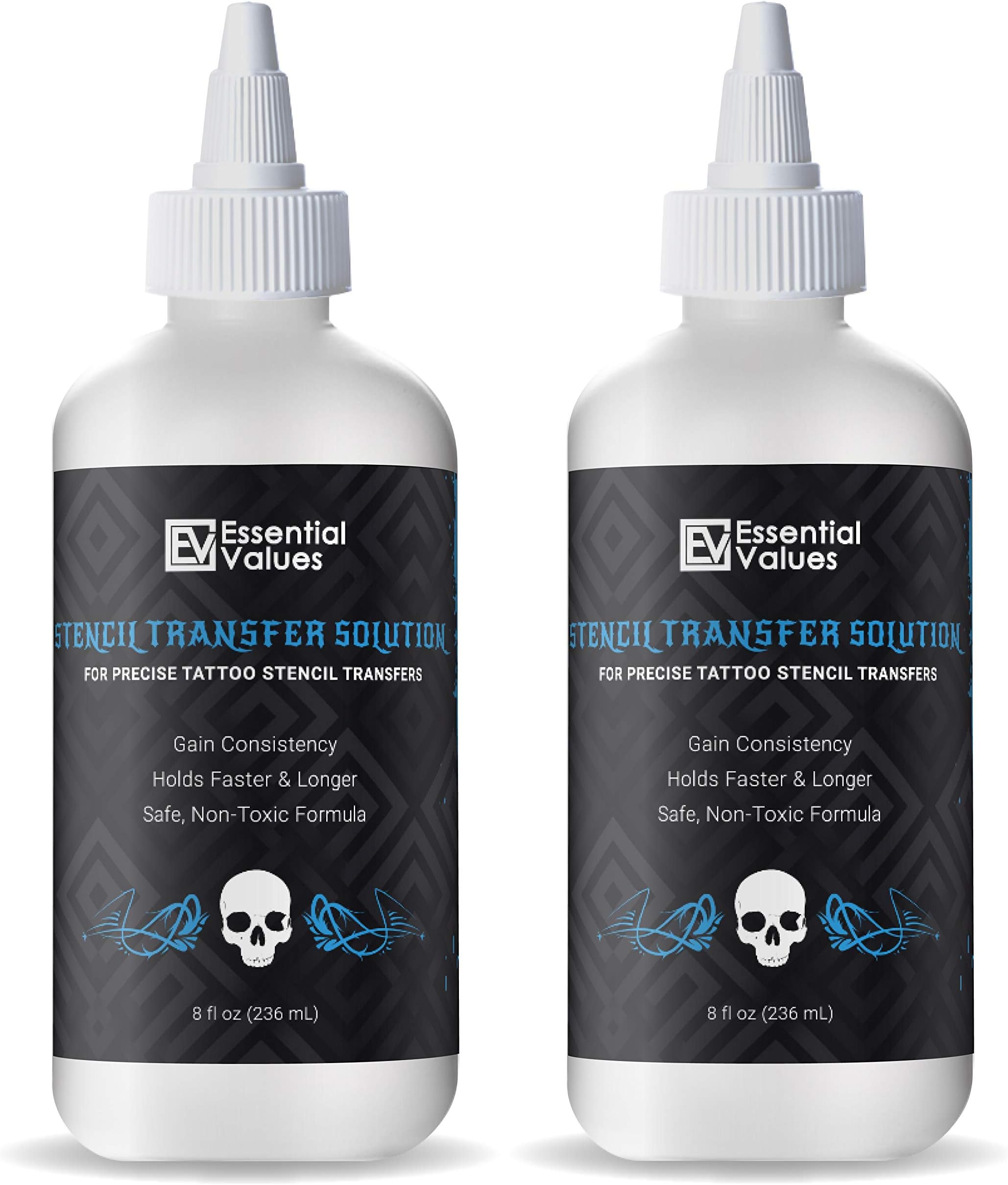 2 PACK Tattoo Transfer Gel Solution (8 fl oz), Perfect For Sharp, Dark & Clean Stencils โ Designed To Last All Day Tatting Sessions by Essential Values