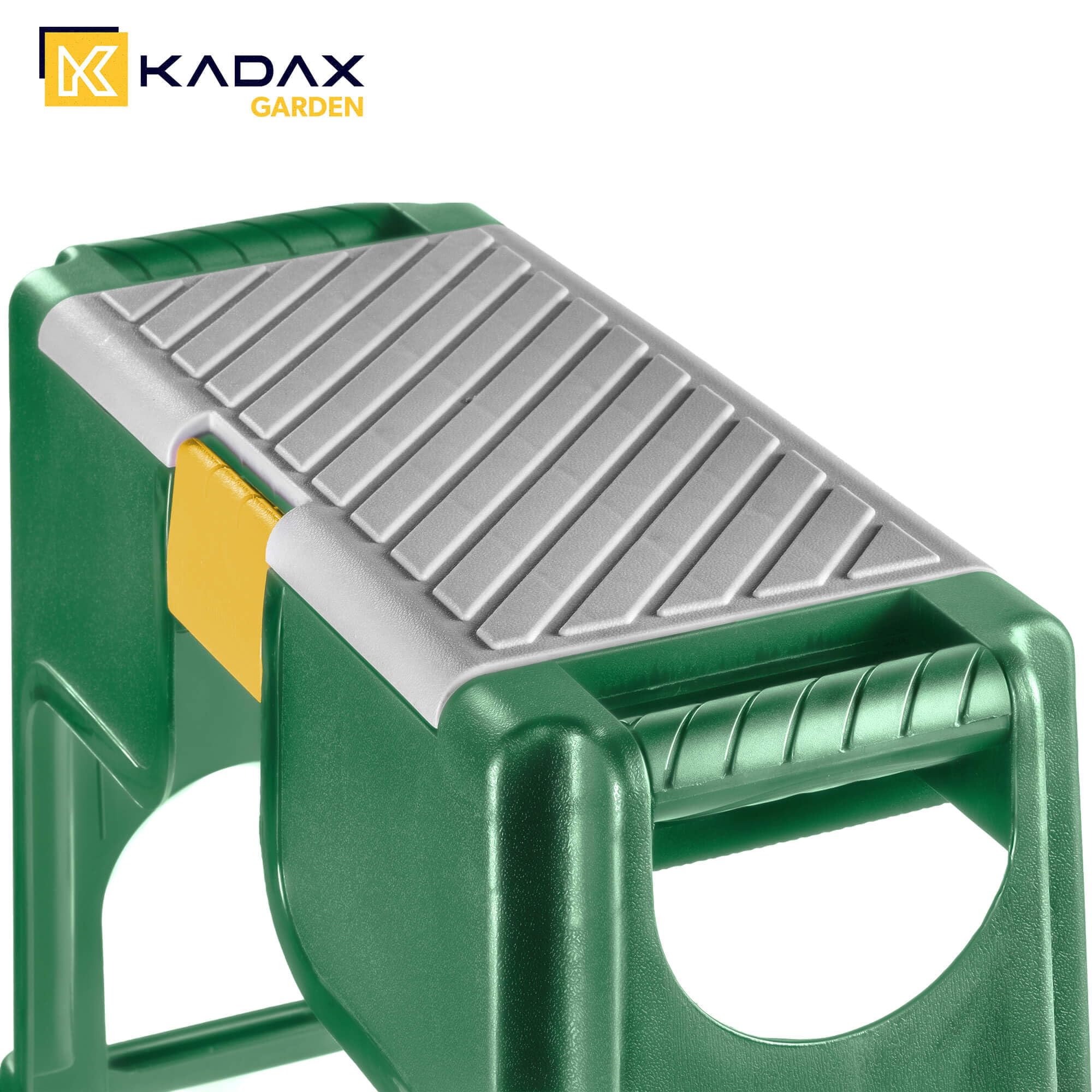 KADAX - Tabouret de jardin, 56,5 x 28 x 37 cm, Agenouilloir pour les travaux de jardin, Tabouret et marchepied 2 en 1 en polypropylène robuste, Tabouret de travail stable pour le jardin (Vert)