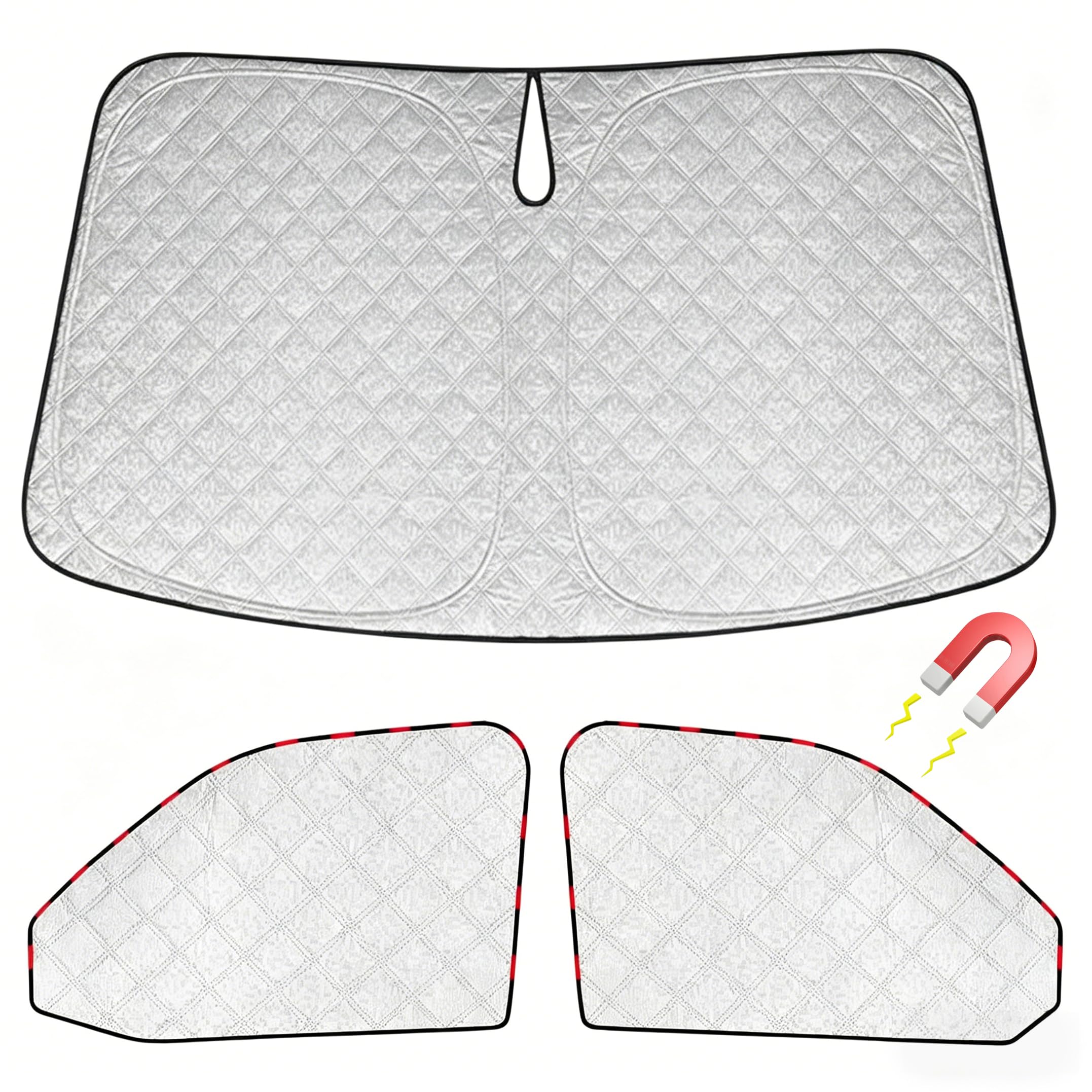 Parasol Parabrisas Coche para VW T5 T6,3 Piezas Protector Parasol Delantero Coche,Parasoles Termicos para Furgonetas,Cubierta Parabrisas de Coche Interna de Lujo,Protección UV,Plegable