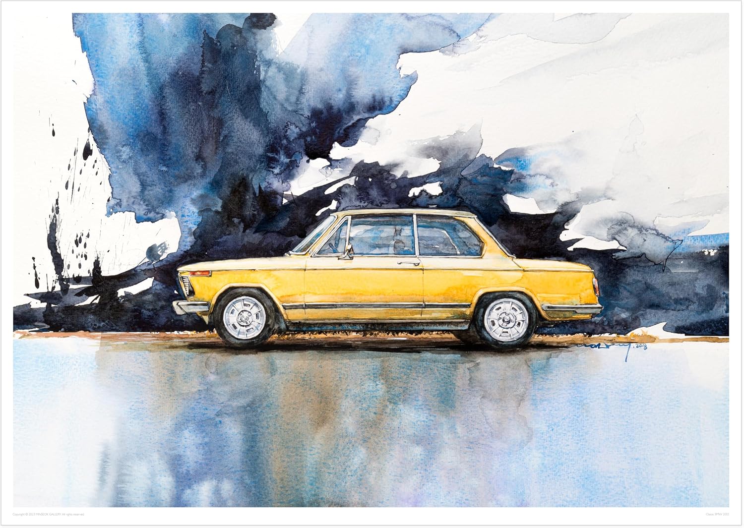 MINSEOK Watercolor Car Posters Room Decor Premium A2 Art