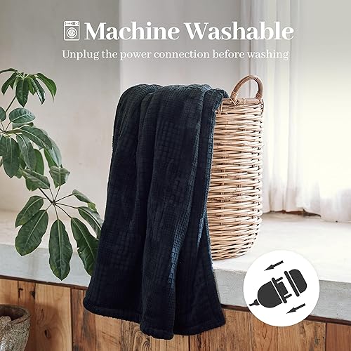 Miniatura 6 de Manta eléctrica tamaño matrimonial de 72 x 84 pulgadas, manta térmica con 6 niveles de calefacción y 10 horas de apagado automático, color negro