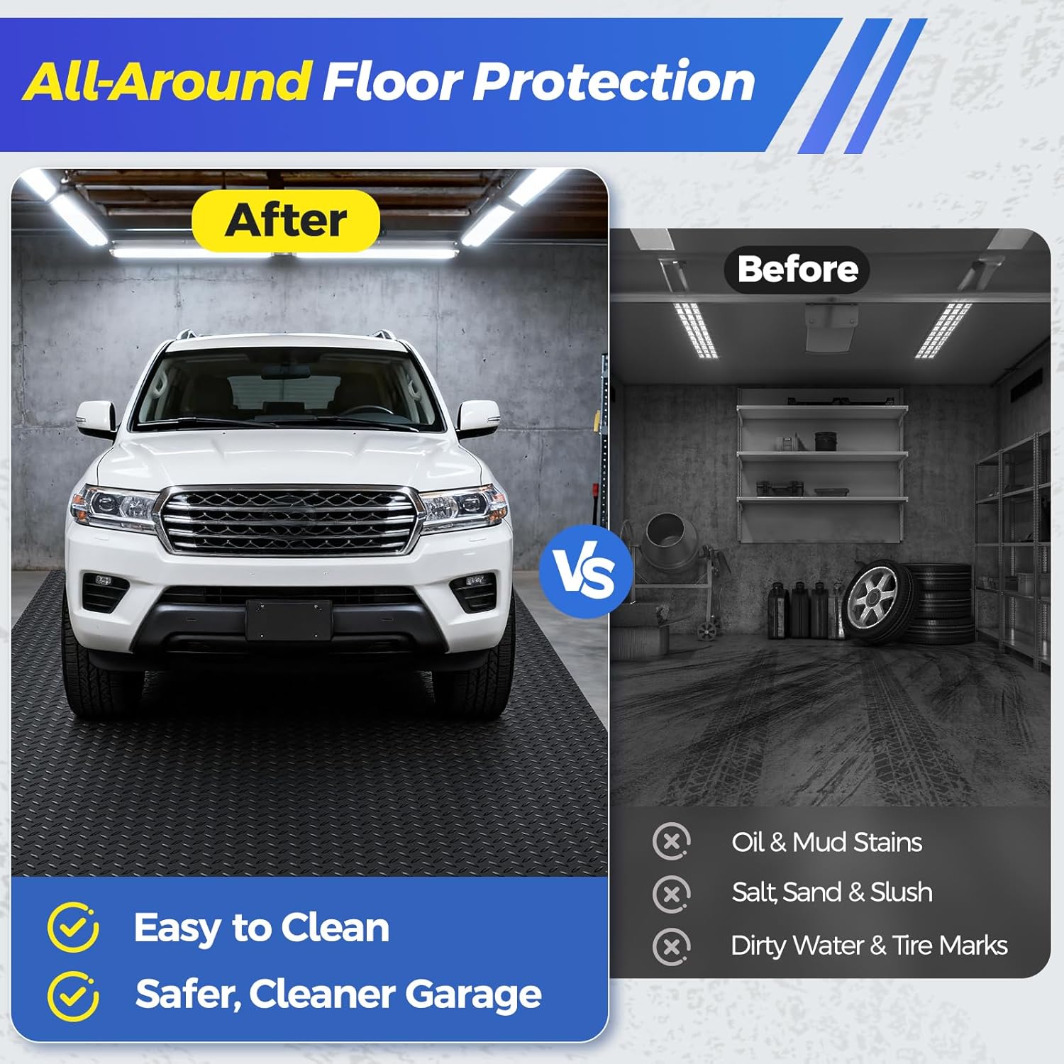 4x7 FT Diamond Plate Flooring Roll, 2.8mm Thickened Garage Floor Mat Heavy Duty Rubber Flooring for Garage, Workshop, Warehouse Trailer, Enclosed Trailer