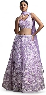 zeel clothing Women's Sequins Embroidered Soft Net Designer Semi-stitched Lehenga Choli with Dupatta (5126-Lavender-Womens-Lehenga-Choli-Latest; Free Size) (Lavender)-picture-18