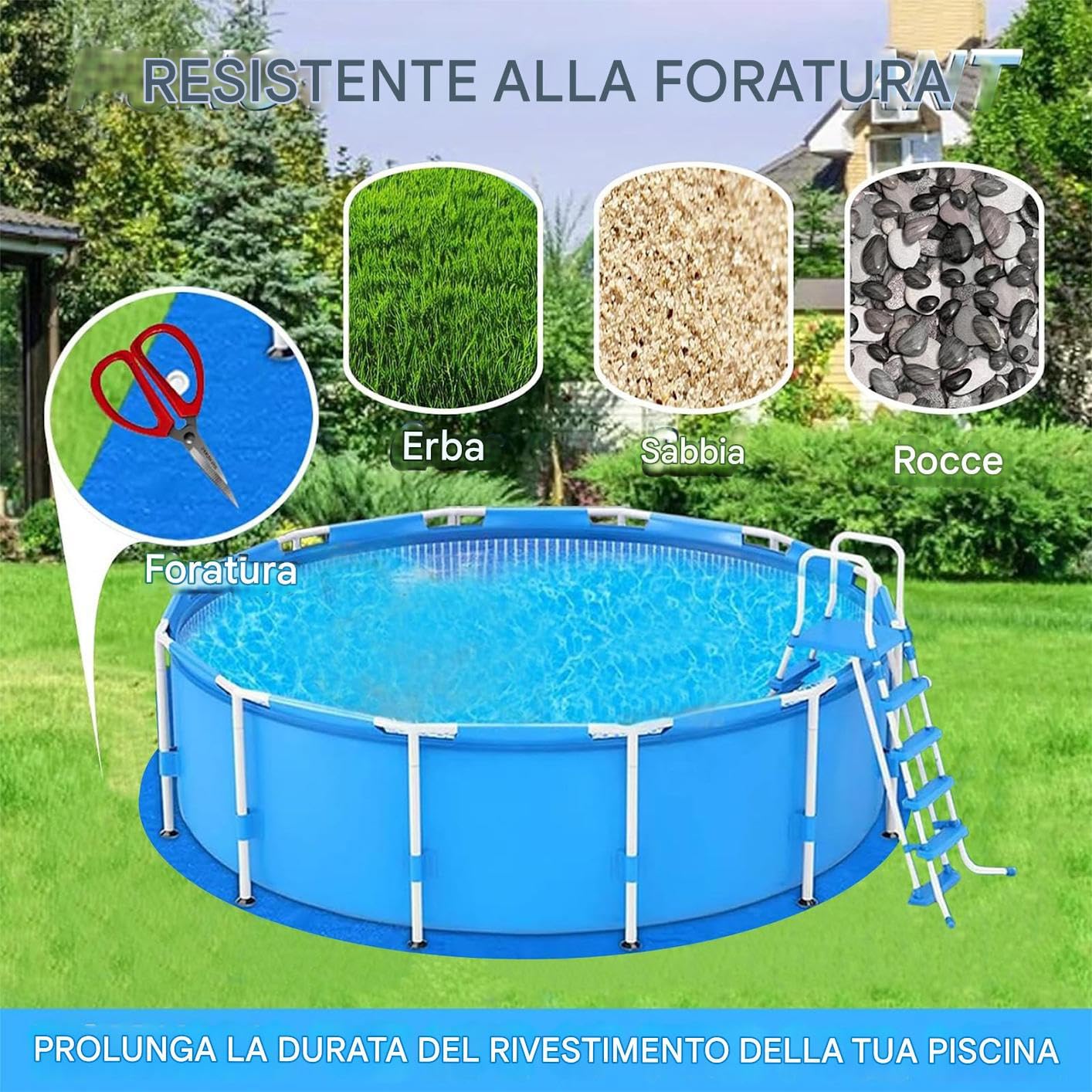 Telo Protettivo Per Fondo Piscina Telo In Tessuto Impermeabile Antiforatura | Tappetini sottopiscina per esterno Da Esterno Giardino Prato Cortile Terrazza Mobili Attrezzatura Vasca Idromassaggio
