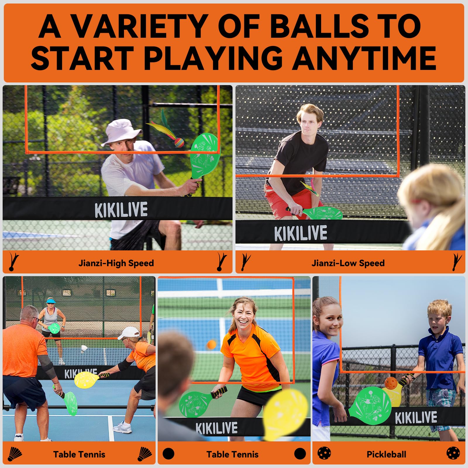 Set Deportivo Todo en Uno Juegos de Palas con Red para Bádminton/Tenis de Mesa/Volante/Pickleball Interior y Exterior