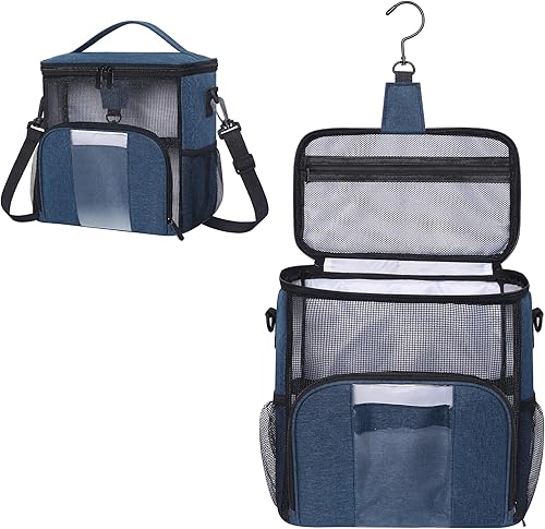 VOCUS Neceser para hombres y mujeres, bolsa organizadora de artículos de tocador de viaje con gancho para colgar, bolsa de afeitar grande resistente